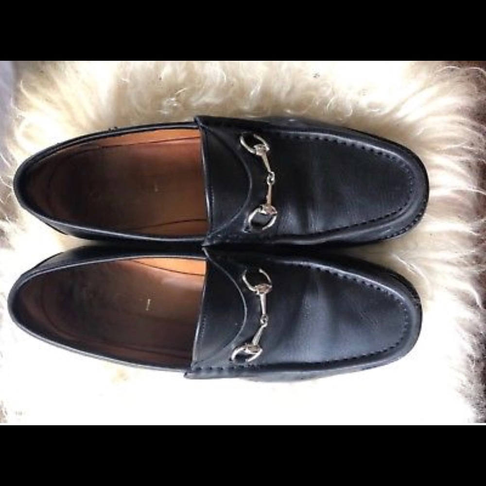 Gucci black leather Horsebit Loafers